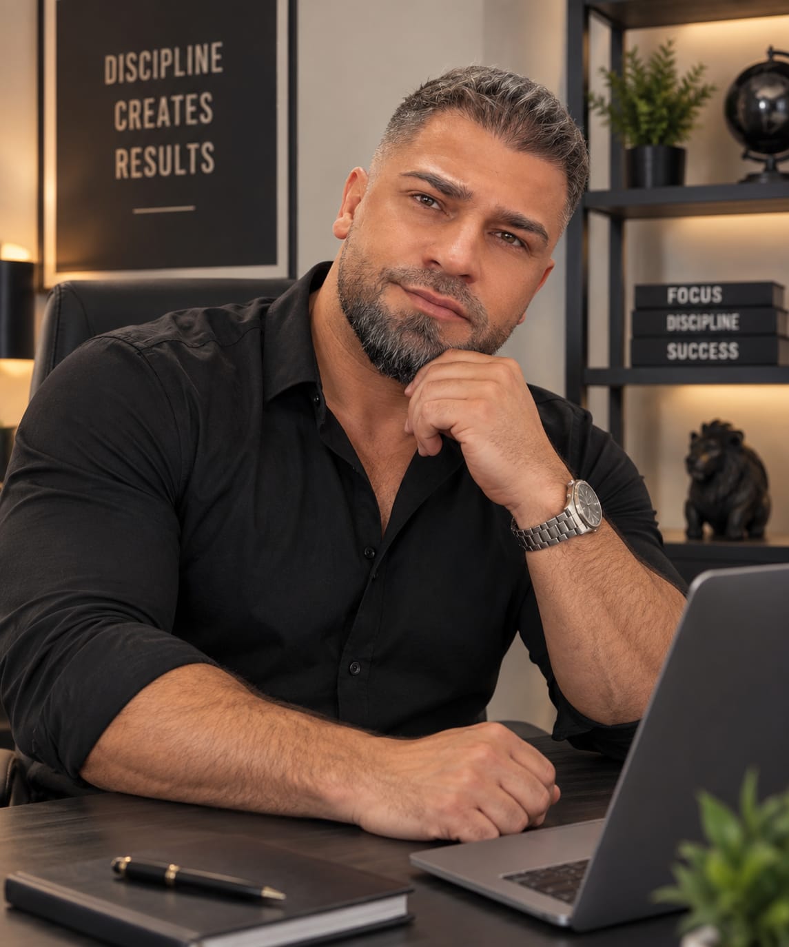 Haki Sokoli, Kfz-Gutachter, in seinem Büro am Schreibtisch